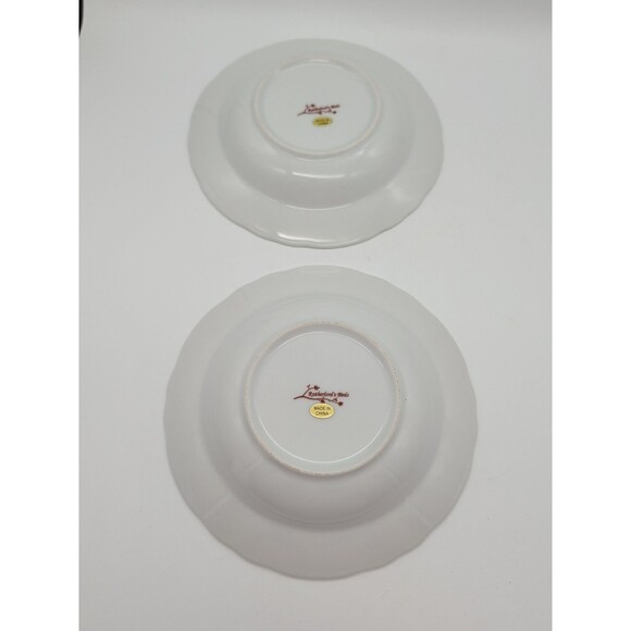 Rutherford's Birds 8.5” Gold Scroll Floral Rimmed Soup Salad Bowl~Set Of 2 - Picture 6 of 7